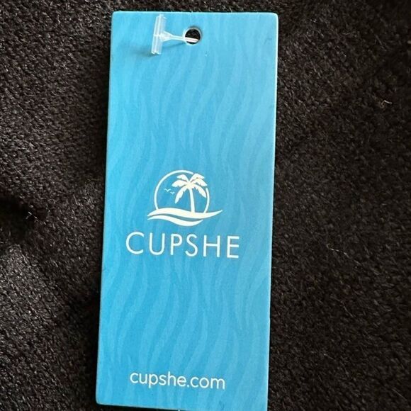 Cupshe Black Ribbed Bodycon Dress with Onyx Gigot Sleeve Medium - Picture 3 of 7